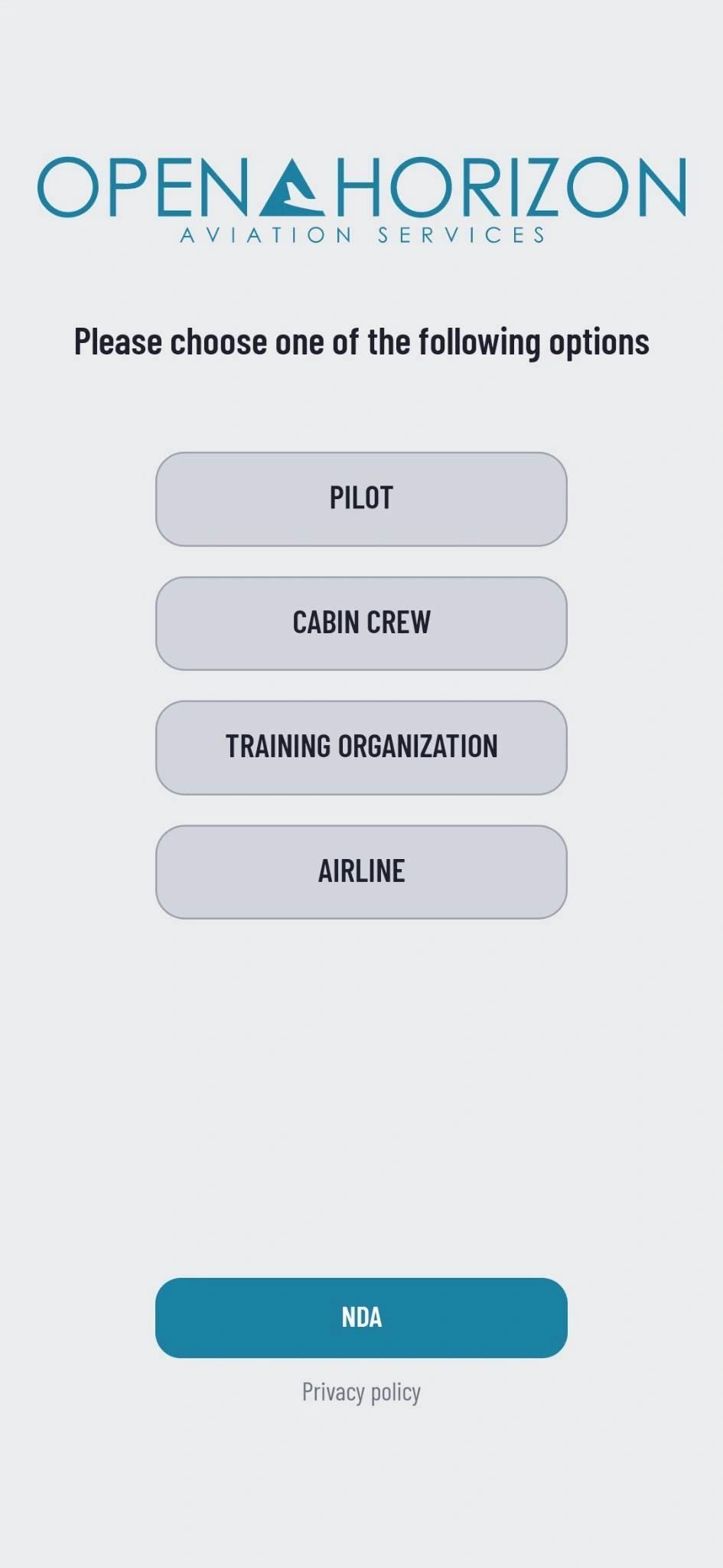 Pilot registration app - 2